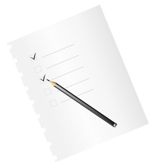 Checklist on paper, with pencil - vector