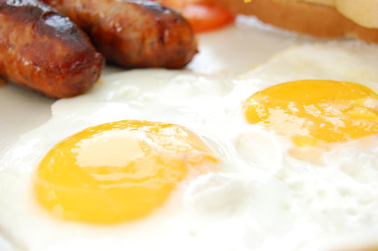Fried eggs and sausages