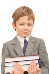 boy with books