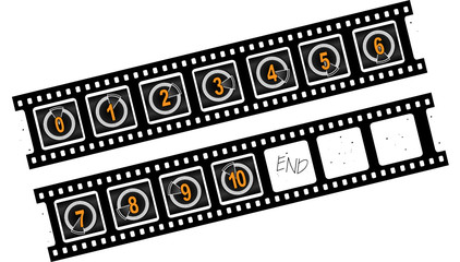 Film countdown vector illustration. Numbers 0-10