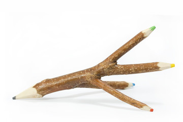 wooden pencil made in a tree with Clipping Paths