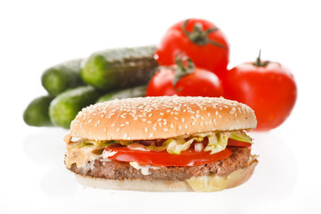 hamburger with vegetables