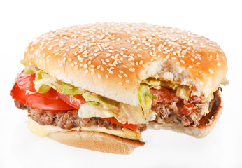 hamburger on the white