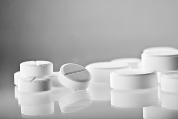 white pills closeup..