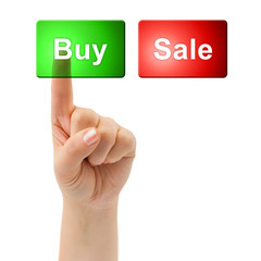 Hand and business buttons