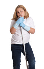 Girl Singing While Cleaning