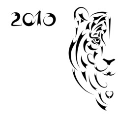 Tiger stylized silhouette, symbol 2010 year