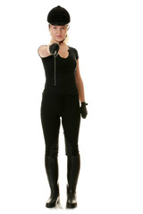 Beautiful young blond woman - jockey