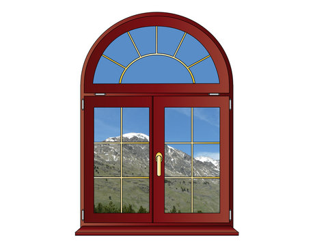 Fototapeta View on the mountains through the window