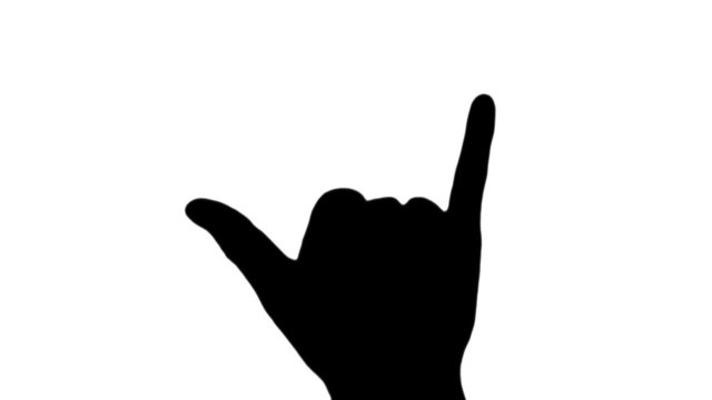 Hang loose sign in silhouette against white - HD