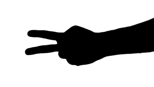 Paper rock scissors in silhouette against white - HD