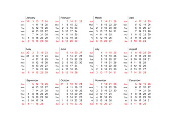 Simple vector calendar for year 2010