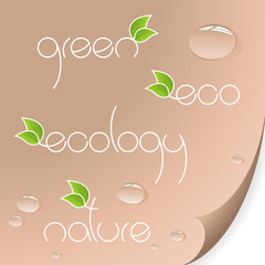 Eco and organic logos with water drops.