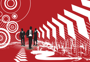 business people with a red background