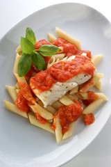 cooked cod loins with home made tomato sauce