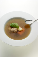 vegetable soup with organic carrot and meat balls