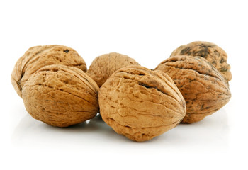 Close-up of a Walnut Fruits Isolated on White