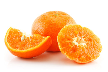 Ripe Sliced Tangerine Fruit Isolated on White