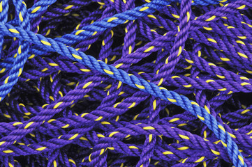 Colorful purple and blues fishing ropes