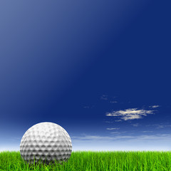 High resolution 3d white golf ball in green grass background