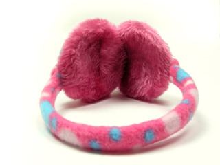 Pink winter fluffy beautiful ear-phones