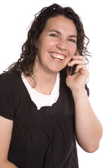 Woman on phone with happy expression