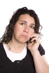 Woman on phone sad
