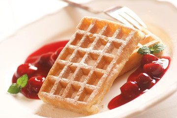 Waffles with Cherries