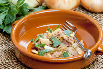 pork meat with celery noodles