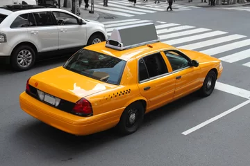 Tableaux ronds sur plexiglas TAXI de new york Taxi de la ville de New York
