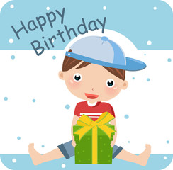 cute boy with a gift box