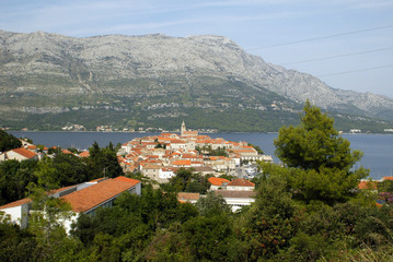 Naklejka na ściany i meble Korcula. Mała wyspa miasto w pobliżu Dubrownika w Chorwacji.