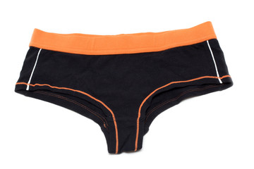 Feminine underclothes, black panties and orange band
