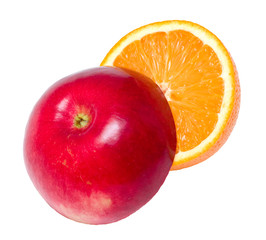 Red apple and juicy orange