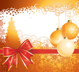 Fototapeta na wymiar Christmas background with decorations and bow / vector