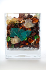 Dry petals and leaves in a glass