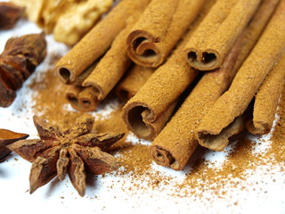 Star anise, walnuts and cinnamon