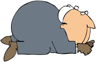 Crouching Worker