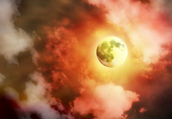 Fototapeta na wymiar Jasny żółty Full Moon w niebo