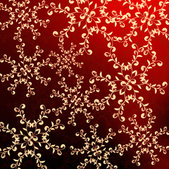 red flora motif background