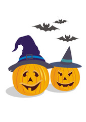 Halloween pumpkins on white background (vector)