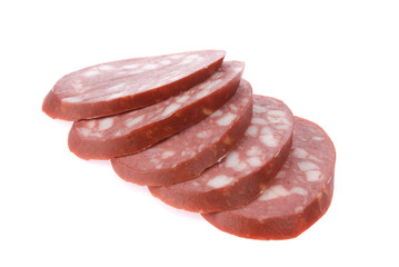 sausage slices isolated on the white background