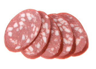 sausage slices isolated on the white background