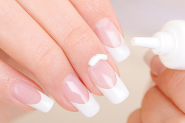 Body care of female fingernail and cuticle