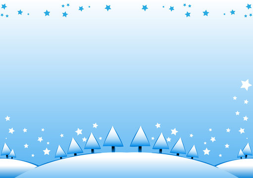 Vector Christmas bacground, layout with Winter landscape, snow,