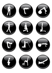 Botones siluetas fitness
