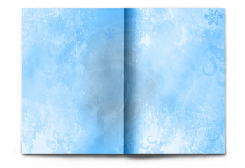 Blank / empty winter magazine spread on white