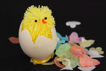 easter chick and confetti