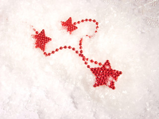 red bright stars in the snow