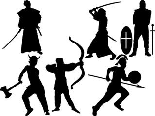 collection of warrior silhouettes